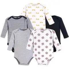 Hudson Baby Infant Boy Cotton Long-Sleeve Bodysuits 5pk, Nyc