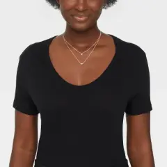 Silver Plated Cubic Zirconia Station Layered Necklace - A New Day&trade; Silver: Lobster Claw Clasp, 16-19" Length