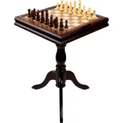 Toy Time Chess and Backgammon Pedestal End Table - Brown