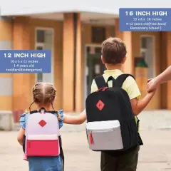 Hachikiko Kids Backpack for Boys & Girls, 16" Lightweight Ergonomic School Bookbag for Primary/Elementary/Middle School, Age 5-14