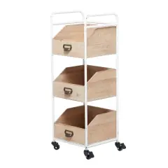 Industrial Wood Storage Cart Brown - Olivia & May