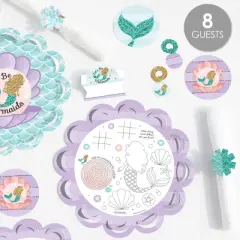 Big Dot of Happiness Let's Be Mermaids - Happy Birthday Party Supplies Kit - Ready to Party Pack - 8 Guests