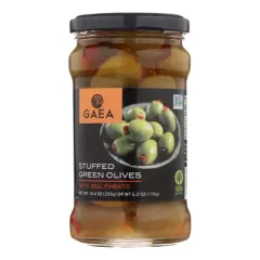 Gaea Stuffed Green Olives with Real Pimento - Case of 8/6 oz