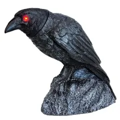 Halloween Express Raven with Turning Head & Sound Halloween Decoration - Size 17 in - Black