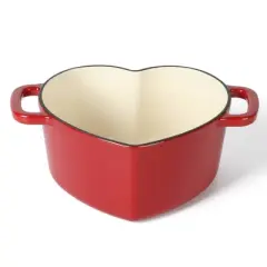 Martha Stewart 2qt Heart Shaped Dutch Oven Red: Enamel Surface, Oven-Safe, Gas & Electric Compatible, 12" Diameter