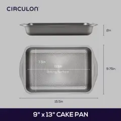 Circulon Total Nonstick 9"x13" Cake Pan: Aluminum Rectangle Baking Dish, Dishwasher-Safe, Gray