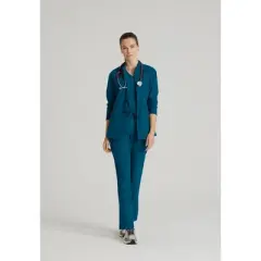 Barco One Women's Venture 4-Pocket Banded Collar Zip Up Warm-Up Scrub Jacket