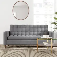 76&rdquo; Brynn Upholstered Square Arm Sofa with Buttonless Tufting - Brookside Home