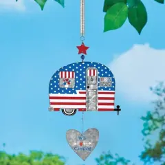 Collections Etc Hanging Galvanized Metal USA Camper Trailer Bouncy Decor