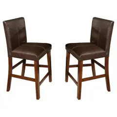 Set of 2 24" Kona Parsons Counter Height Barstools with Faux Leather Seat Dark Raisin Finish - Intercon