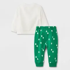 Baby 2pc Jolly Fleece Graphic Top & Bottom Set - Cat & Jack&trade; Green
