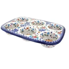 Blue Rose Polish Pottery 335 Vena Muffin Pan
