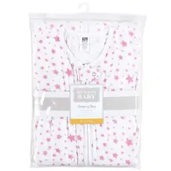 Hudson Baby Infant Girl Long Sleeve Muslin Sleeping Bag, Wearable Blanket, Sleep Sack, Pink Star