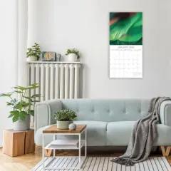 2026 Square Wall Calendar, Northern Lights, 16-Month Natural World Theme with 180 Reminder Stickers (12x12 In)