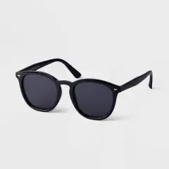 Men's Plastic Round Sunglasses - Goodfellow & Co&trade; Black: UV Protection, Recycled Material