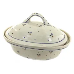 Blue Rose Polish Pottery 1158 Zaklady Roaster with Lid