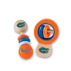 BabyFanatic Wood Rattle 2 Pack - NCAA Florida Gators Baby Toy Set