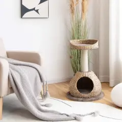 Tangkula 28" Hand-Made Cat Tree Tower Natural Bowl Shaped w/Perch