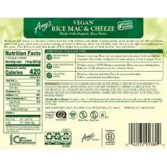 Amy's Organic Gluten Free and Vegan Frozen  Rice Macaroni and Cheese - 8oz