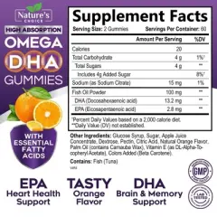 Omega 3 Fish Oil Gummies, Triple Strength Omega 3 Gummy Vitamins, High Absorption EPA, DHA Fatty Acids & Heart Health, 120 Gummies By Nature's Choice