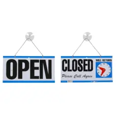 Hillman English White Open/Close Clock Sign 6 in. H X 12 in. W - Case of 3