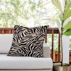 26"x26" Deny Designs Daily Regina Designs Zebra Outdoor Throw Pillow: Abstract Pattern, Square Shape, Polyester Fill