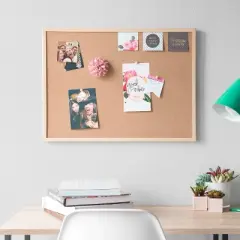 U Brands 23"x35" Birch Wood Frame Bulletin Board