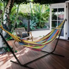 Northlight Striped Woven Two Person Brazilian Cotton Double Hammock - 72" x 57" - Multi-Color