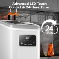 ZAFRO Countertop Ice Maker with LED Display & Timer, 26lbs/24H, Self-Cleaning, Portable Handle, Compact for Home/Kitchen (White)