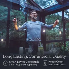 Brightech 7-Bulb LED Ambience Pro 1W 24ft 2700K S14 Indoor Outdoor Plug-in Hanging String Lights Clear Bulb Black Wire