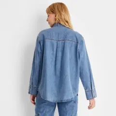 Women's Long Sleeve Denim Button-Down Shirt - Future Collective&trade; with Reese Blutstein Blue