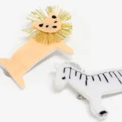 Meri Meri Zebra & Lion Felt Hair Clips (Pack of 2)