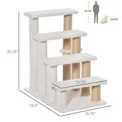 SKYONE 4-Tier Cat Stairs with Scratching Posts, Soft Flannel Platforms & Play Ball for High