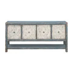Ace Antique Inspired 4 Door Storage Credenza/Sideboard Weathered Blue - Treasure Trove