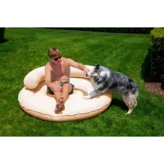 Swimline Cloud Oxford Fabric Inflatable Swimming Pool Island Chaise Float - 60" - Beige