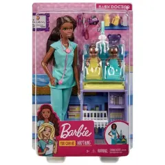 Barbie Baby Doctor Playset with Brunette Doll, 2 Infant Dolls, Exam Table and Accessories