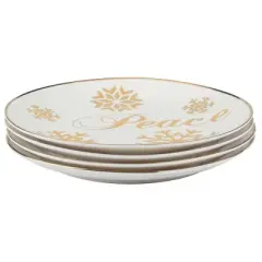 Certified International Set of 4 Christmas Glitter Salad Plates Gold