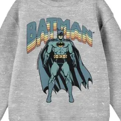 Batman Vintage-Inspired Superhero Youth Heather Gray Crew Neck Sweatshirt