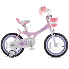 RoyalBaby Jenny Princess 14" Kids Bike with Enclosed Chain Guard, Training Wheels, Basket, Bell & Tool Kit for Ages 3 to 5, Pink EL