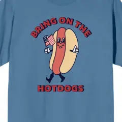 Americana Bring On The Hot Dogs Crew Neck Short Sleeve Blue Fog Men's T-shirt