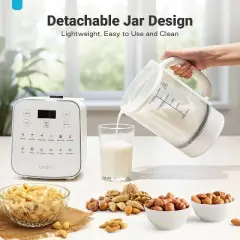 Livatro 50.73oz Nut Milk Maker, 12-in-1 Automatic Soy Milk Machine with Detachable Design, Oat & Almond Milks, 24H Delay, Keep Warm, Auto-Clean