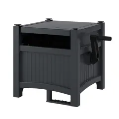 Suncast Hideaway 100-Foot Garden Hose Reel for 5/8" Hoses w/Stay-Up Lid & Crank Handle for Hassle-free Outdoor Storage, Cyberspace (2 Pack)