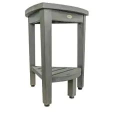 CoastalVogue&reg; SnazzyCorner&reg; 15" Teak Wood Corner Shower Bench with Shelf in Antique Gray Finish - Target Plus Gray 16"L x 16"D x 18.5"H