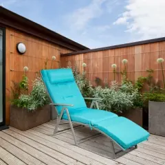 Costway 2PCS  Outdoor Folding Chaise Lounge Chair w/Cushion Turquoise