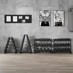 Rubber Coated Hex Dumbbell Weight Set with Rack, 210lbs(6 pair) for Home Gym, Coated Hand Weights for Strength Training, Workouts