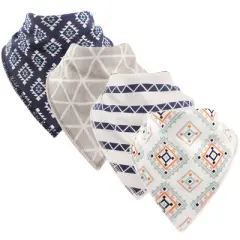 Hudson Baby Infant Boy Cotton Fleece Bandana Bibs 4pk, Aztec, One Size