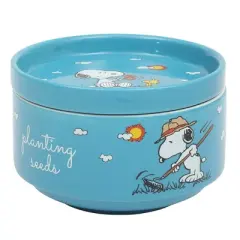 Peanuts Snoopy 6 Pack Stackable 5.5" Decorated Stoneware Bowl Set W/ Plate