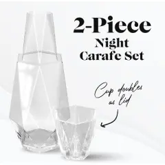 Fifth Avenue Crystal Geometric Bedside Night Water Carafe and Tumbler Lid, 2-Piece