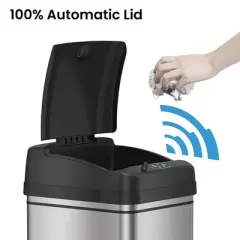 iTouchless Combo Set Touchless Sensor Kitchen and Bathroom Trash Cans with AbsorbX Odor Filter 13 and 2.5 Gallon Silver Stainless Steel