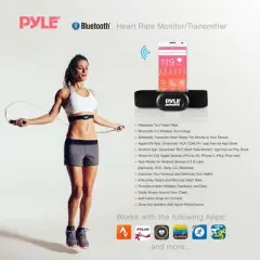 Pyle Bluetooth Training Heart Rate Monitor & Transmitter &ndash; Wireless, Soft Fabric Chest Strap, iOS & Android Compatible